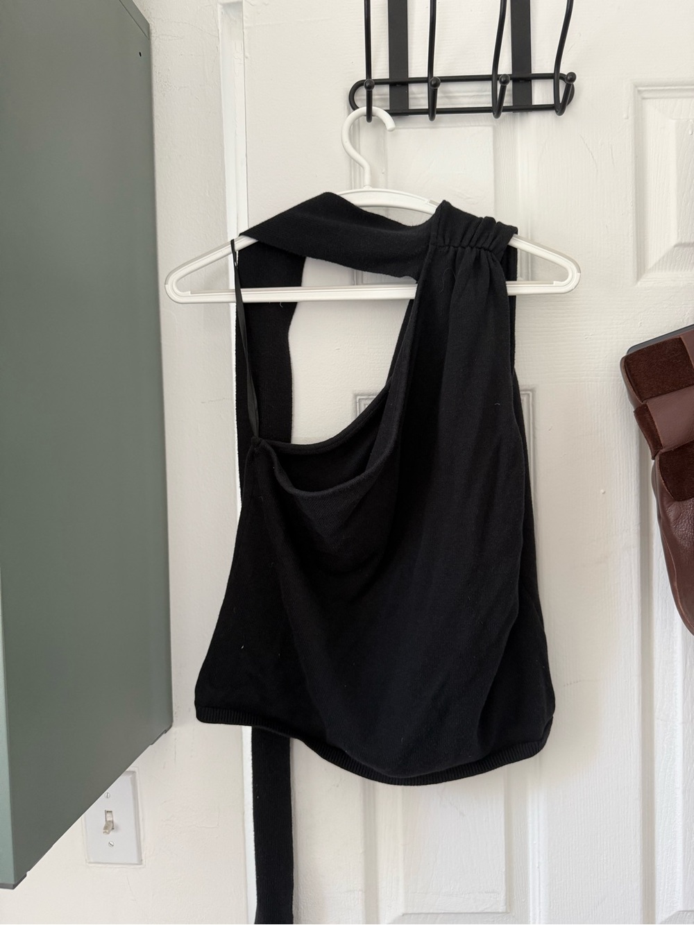 Black Asymmetric One-Shoulder Women's Sweater Top